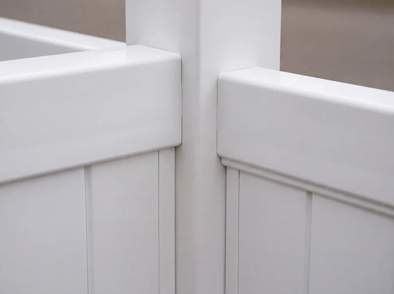 Close-up of vinyl fence panel construction showing durable interlocking design used in Sandy installations